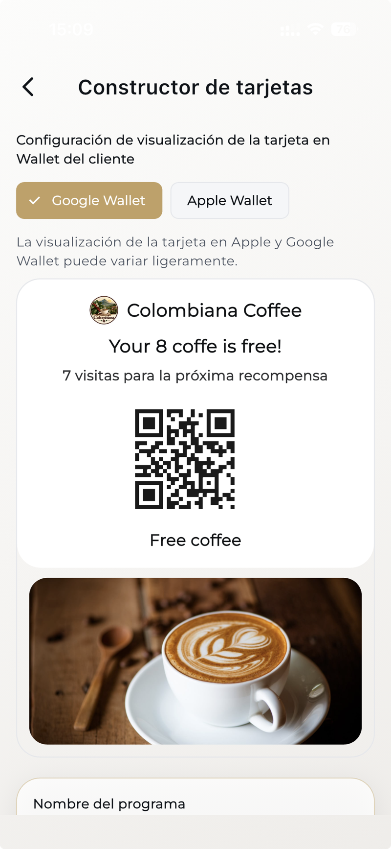 Constructor de tarjeta: vista previa
