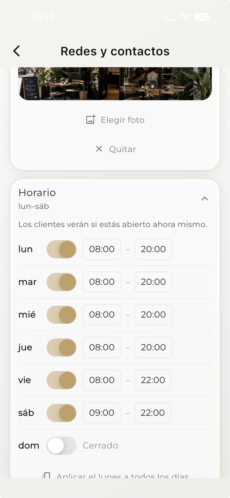 Horario y contactos