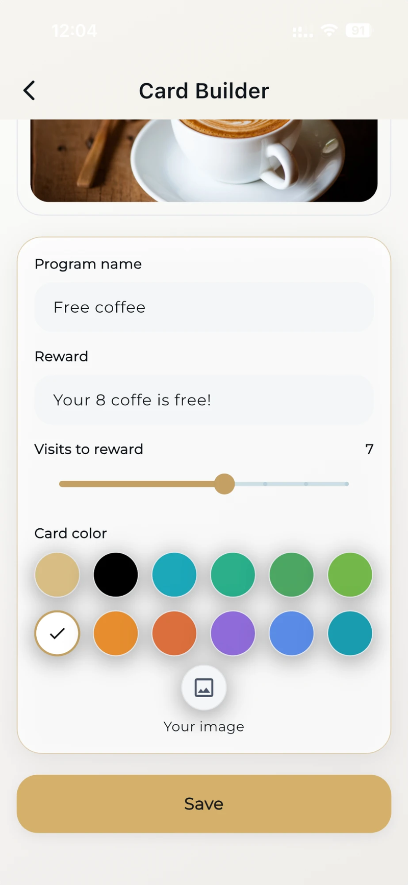 Choose card colors and reward