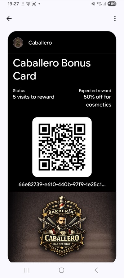 Cartão de fidelidade no Google Wallet no Android